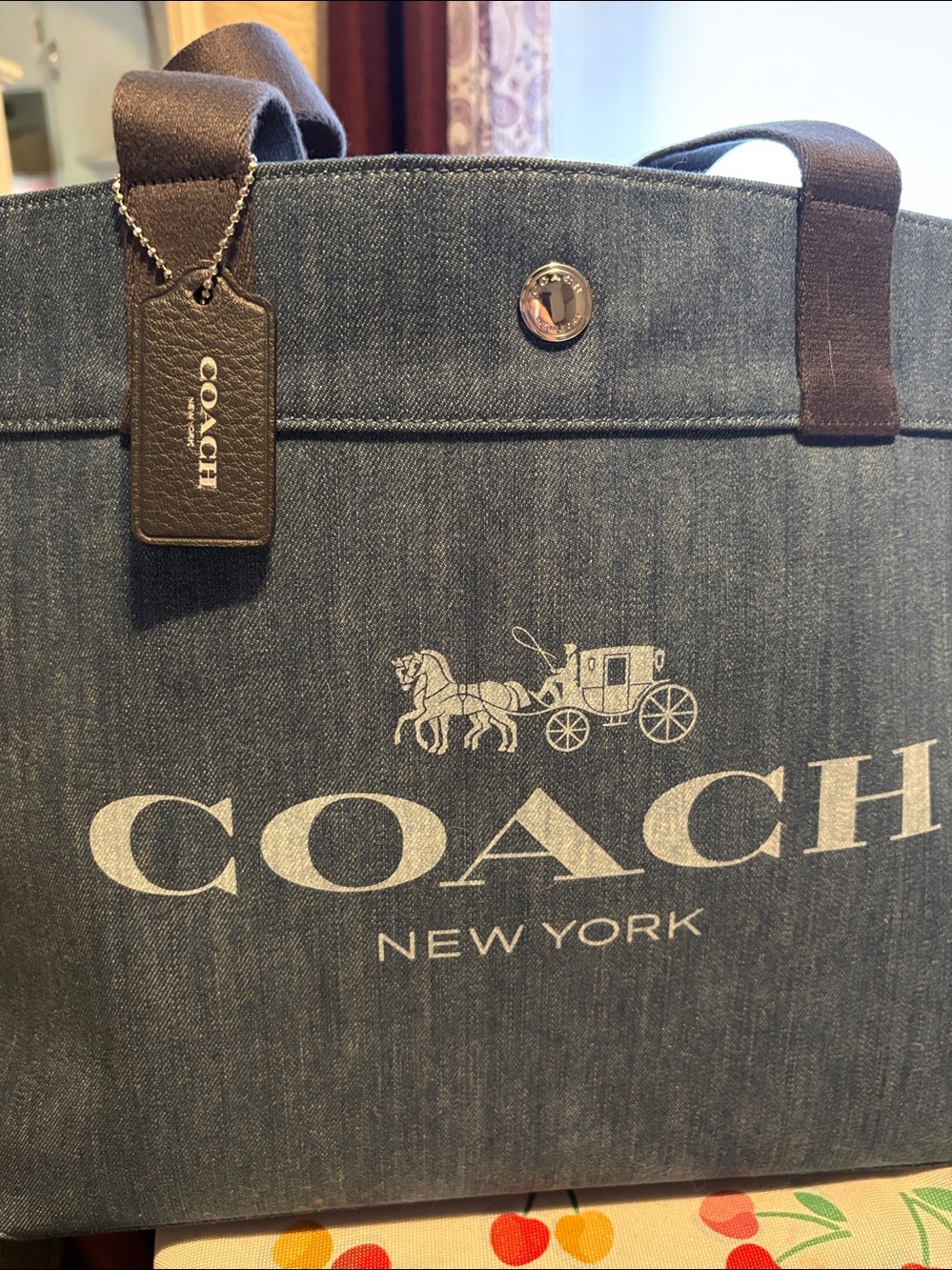 Coach Denim Blue Tote with Classic Horse & Carriage Logo NWOT - Picture 2 of 7
